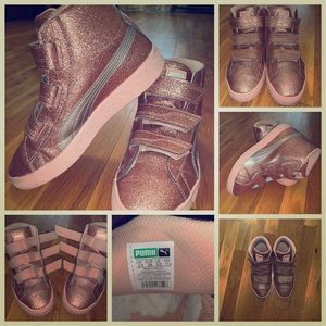 Super Cute Rose Gold 3 Strap Girls Pumas